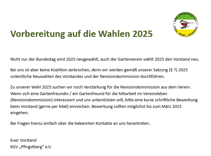 Vorstandswahlen 2025